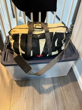 Lesportsac1974 Black and Cream Canvas Duffel with Removable Shoulder Strap